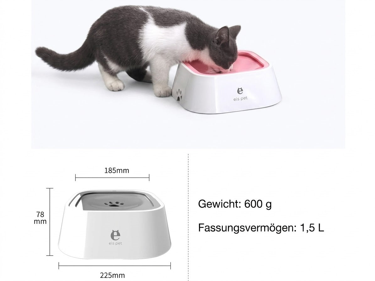 Schwimmender Wassernapf für Hunde und Katzen – Auslaufsicherer Kunststoff-Spender