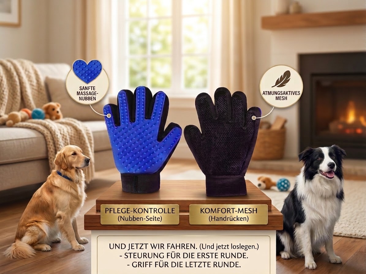 2-in-1 Fellpflegehandschuh für Katzen und Hunde – Handschuh zur Fellentfernung, Massage und Reinigung