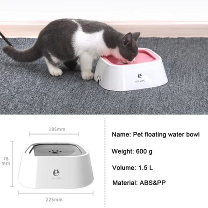 Non-Spill Floating Dog and Cat Water Bowl - Anti-Overflow Plastic Dispenser