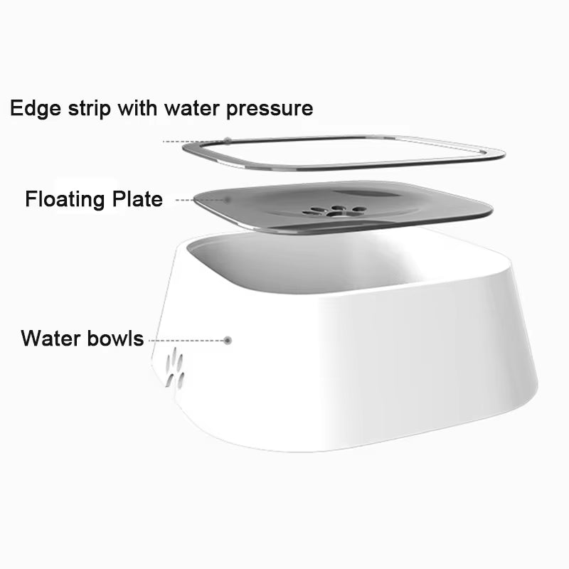 Non-Spill Floating Dog and Cat Water Bowl - Anti-Overflow Plastic Dispenser