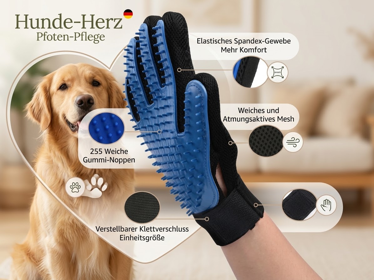 2-in-1 Fellpflegehandschuh für Katzen und Hunde – Handschuh zur Fellentfernung, Massage und Reinigung