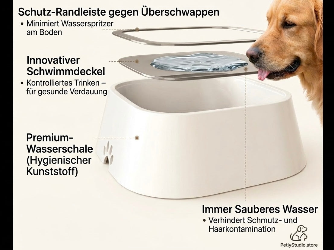 Schwimmender Wassernapf für Hunde und Katzen – Auslaufsicherer Kunststoff-Spender